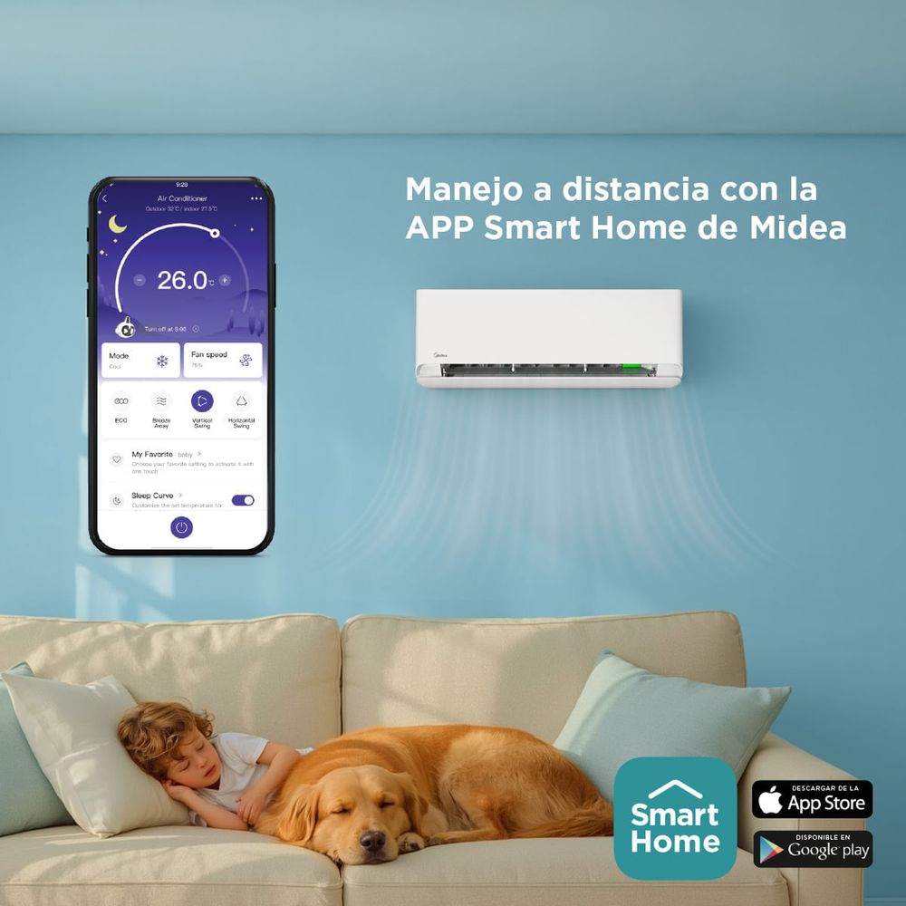 Midea Multisplit Breezeless 2x12000 BTU Frío/Calor Wi-Fi Blanco, foto 5