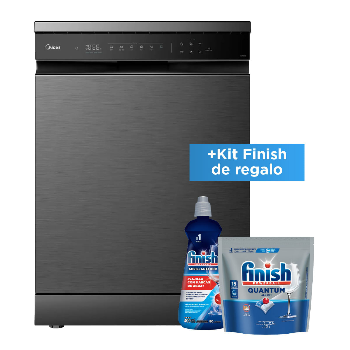 Midea Lavavajillas 15 Sets Inverter WiFi Black Inox