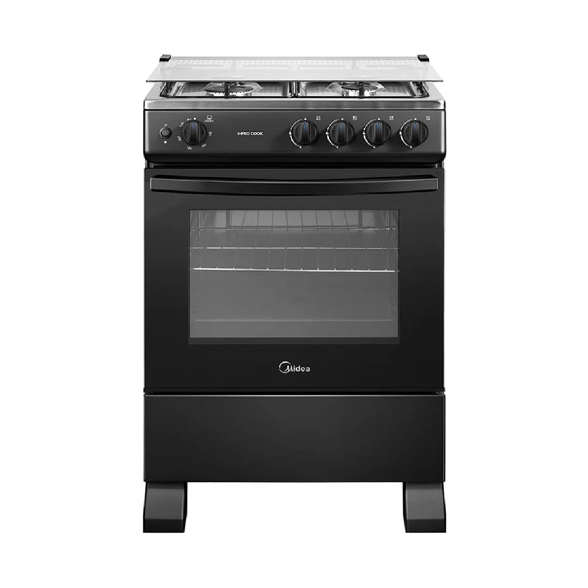 Midea Cocina a Gas 59,3 cm 4 Quemadores Negra