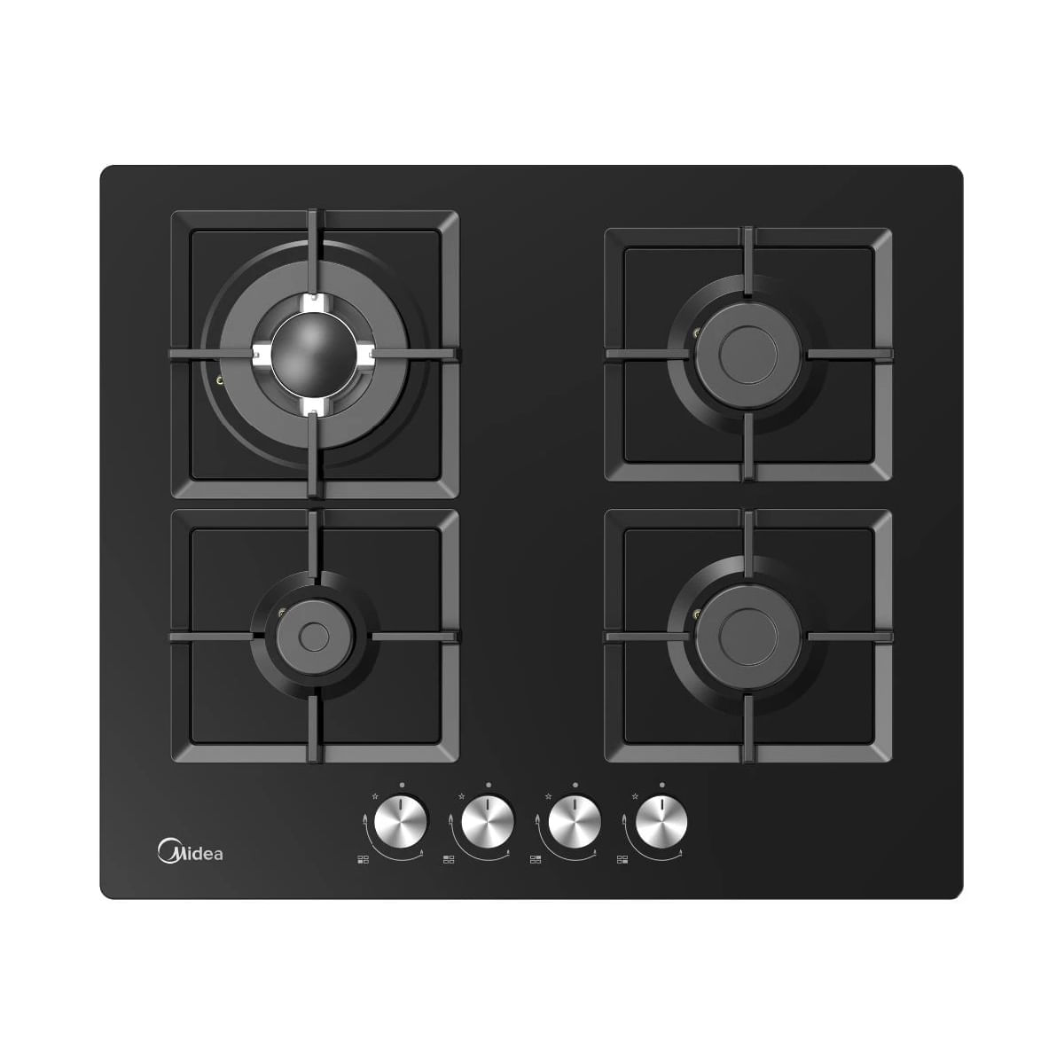 Encimera a Gas 4 Quemadores Negra 60cm con Triple Corona
